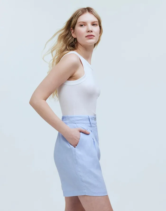Women Shorts Madewell Donni Linen Pleated Shorts