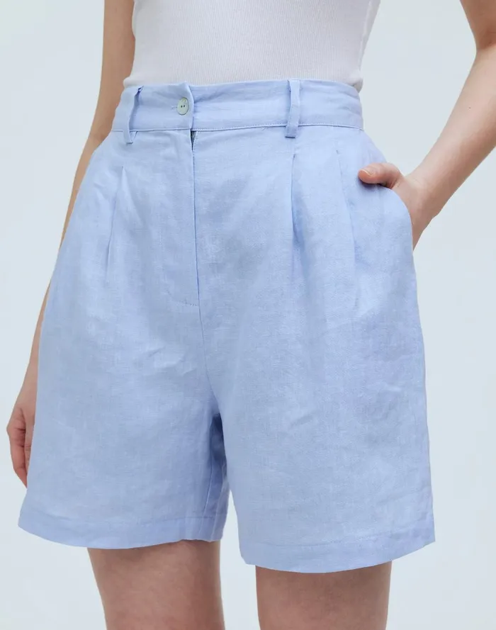 Women Shorts Madewell Donni Linen Pleated Shorts