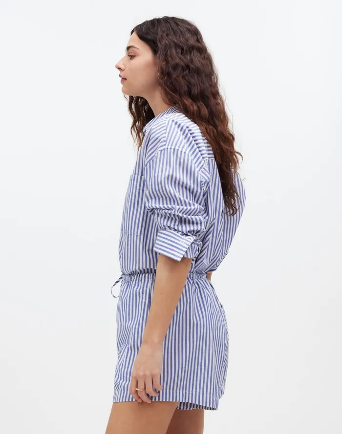 Women Shorts Madewell Drawstring HighRise MidLength Shorts In Poplin
