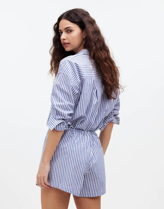Women Shorts Madewell Drawstring HighRise MidLength Shorts In Poplin