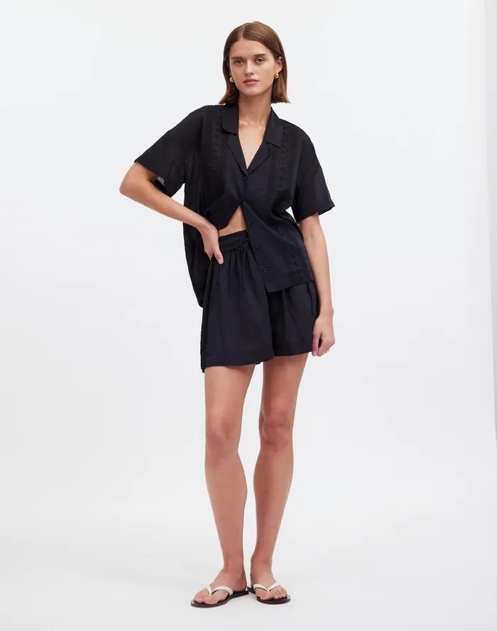 Women Shorts Madewell Embroidered PullOn CoverUp Shorts