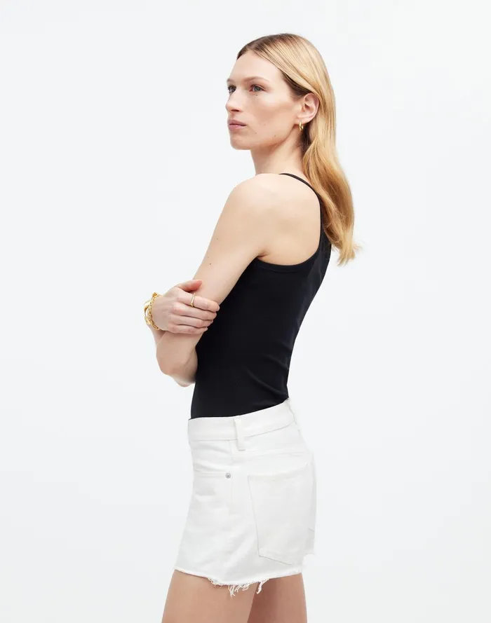 Women Shorts Madewell LowRise Boyfriend Shorts In Tile White