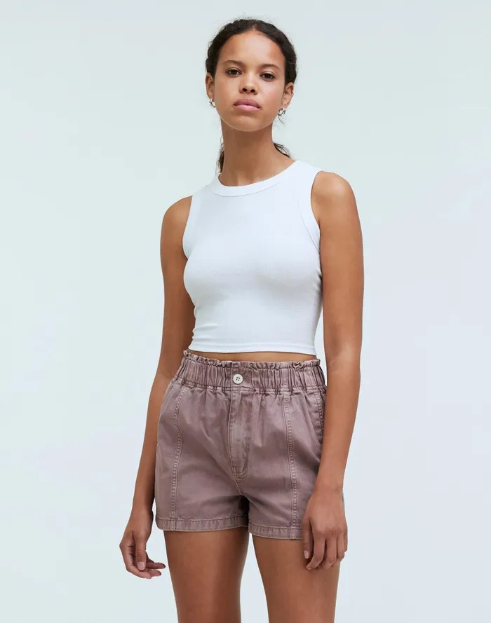 Women Shorts Madewell PullOn Paperbag Shorts GarmentDyed Edition