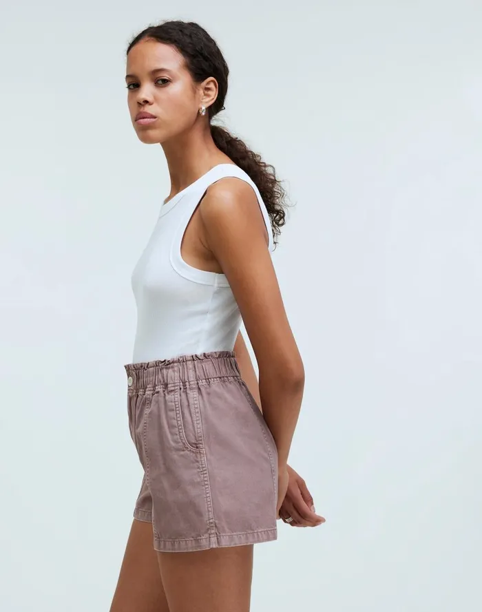 Women Shorts Madewell PullOn Paperbag Shorts GarmentDyed Edition