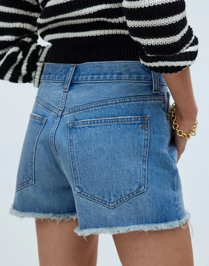 Women Shorts Madewell Relaxed MidLength Denim Shorts In Bonavie Wash RawHem Edition