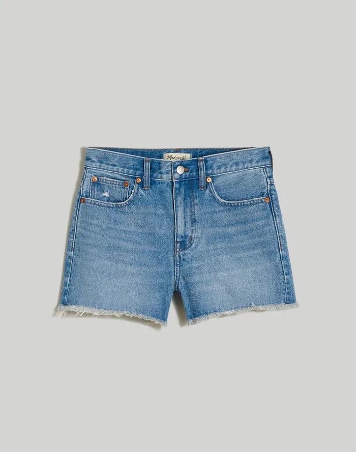Women Shorts Madewell Relaxed MidLength Denim Shorts In Bonavie Wash RawHem Edition