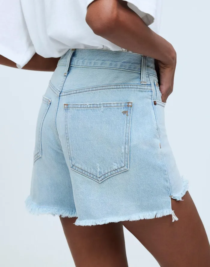 Women Shorts Madewell Relaxed MidLength Denim Shorts In Wengler Wash StepHem Edition