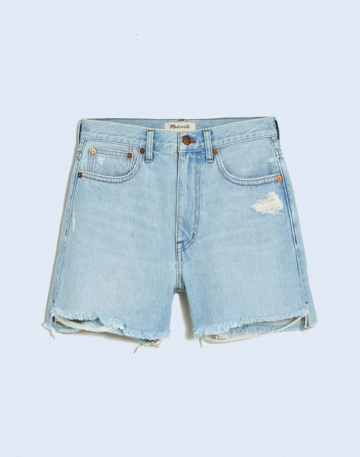 Women Shorts Madewell Relaxed MidLength Denim Shorts In Wengler Wash StepHem Edition