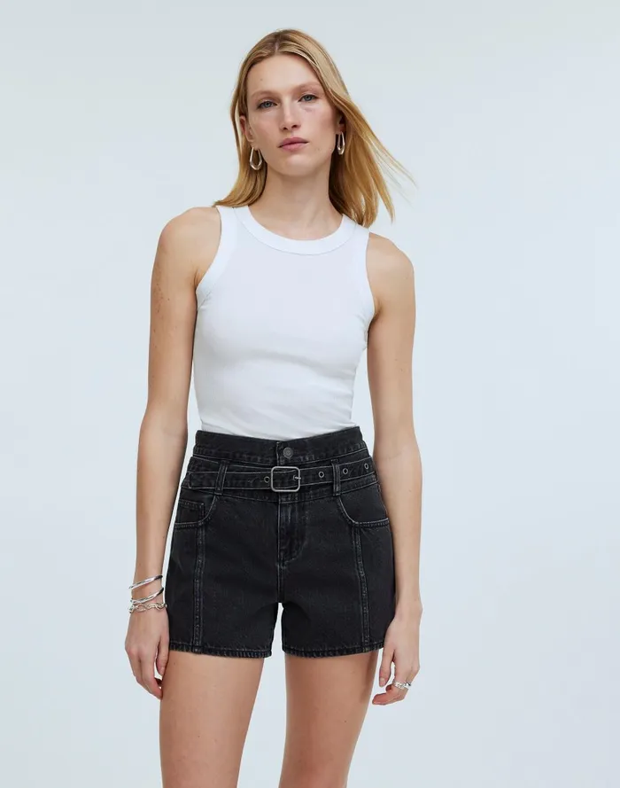 Women Shorts Madewell The 03990s Jean Short In Caspar Wash Belted Edition