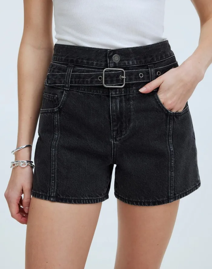 Women Shorts Madewell The 03990s Jean Short In Caspar Wash Belted Edition