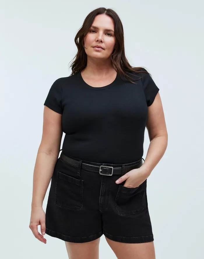 Women Shorts Madewell The Curvy Denim Emmett Short Patch Pocket Edition