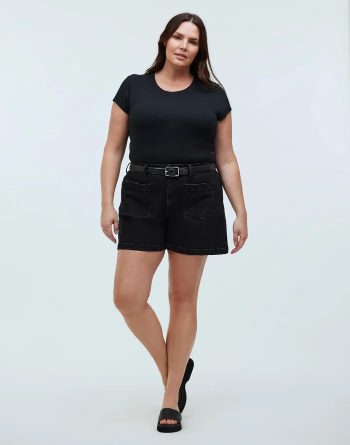 Women Shorts Madewell The Curvy Denim Emmett Short Patch Pocket Edition