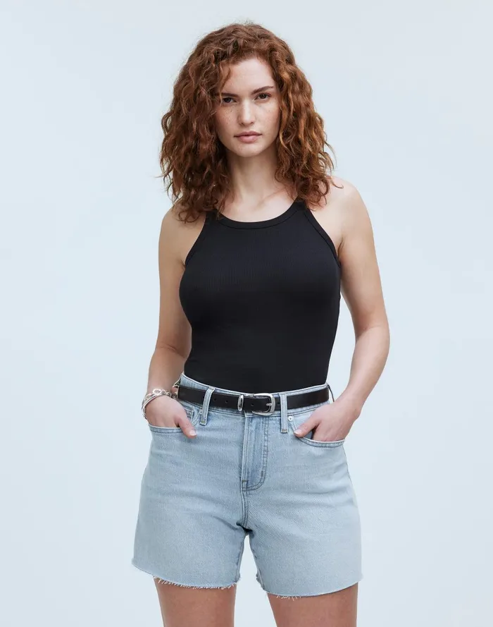 Women Shorts Madewell The Curvy Perfect Vintage Jean Short In Fitzgerald Wash Raw Hem Edition