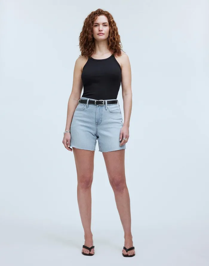 Women Shorts Madewell The Curvy Perfect Vintage Jean Short In Fitzgerald Wash Raw Hem Edition
