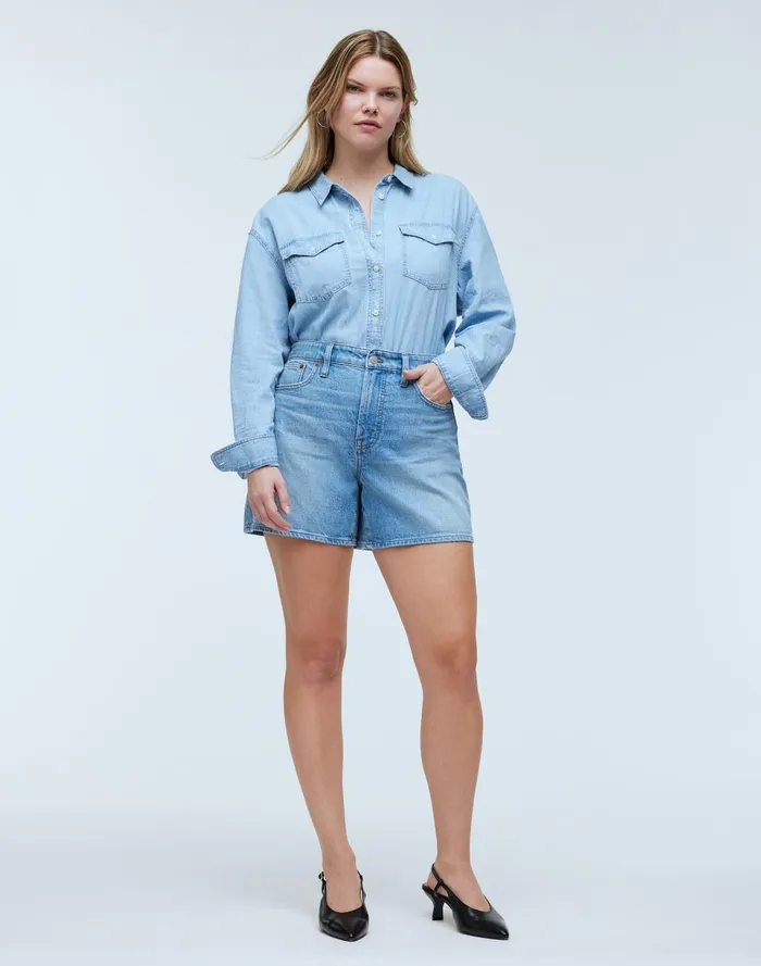 Women Shorts Madewell The Curvy Perfect Vintage MidLength Jean Short In Grennan Wash