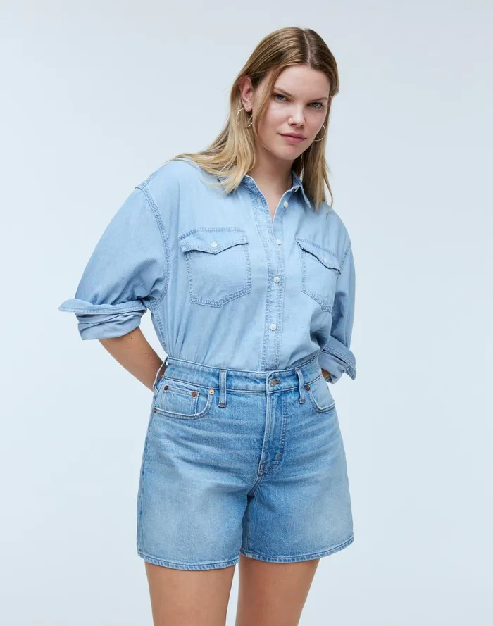 Women Shorts Madewell The Curvy Perfect Vintage MidLength Jean Short In Grennan Wash