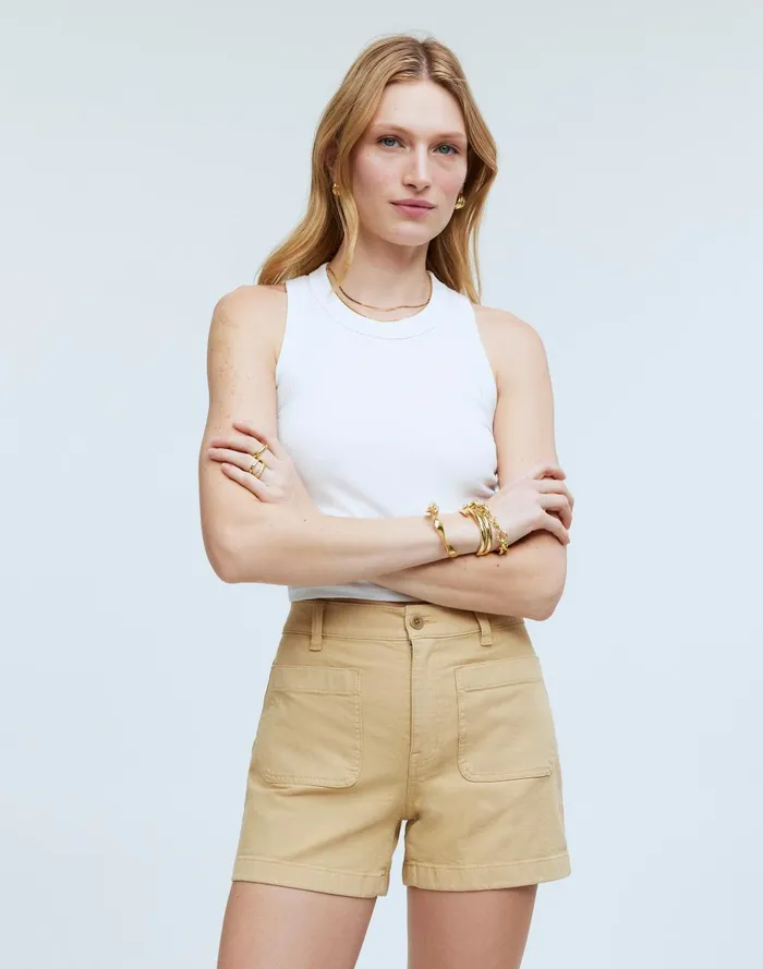 Women Shorts Madewell The Emmett Short In Garment Dye Patch Pocket Edition