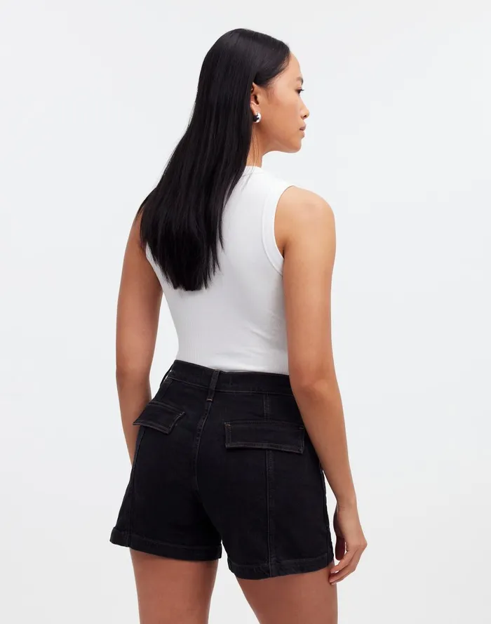 Women Shorts Madewell The Perfect Vintage MidLength Cargo Jean Short In Shamp Wash