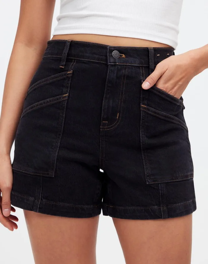 Women Shorts Madewell The Perfect Vintage MidLength Cargo Jean Short In Shamp Wash