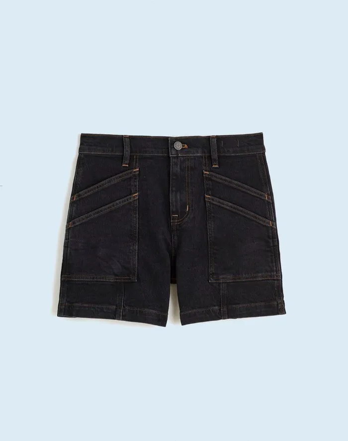 Women Shorts Madewell The Perfect Vintage MidLength Cargo Jean Short In Shamp Wash