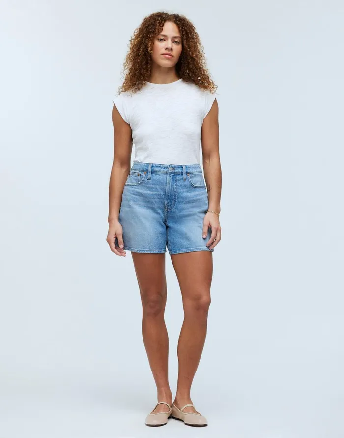 Women Shorts Madewell The Perfect Vintage MidLength Jean Short In Grennan Wash