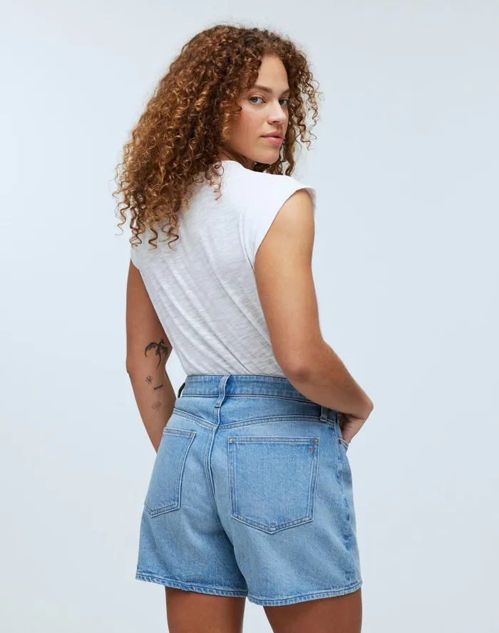 Women Shorts Madewell The Perfect Vintage MidLength Jean Short In Grennan Wash