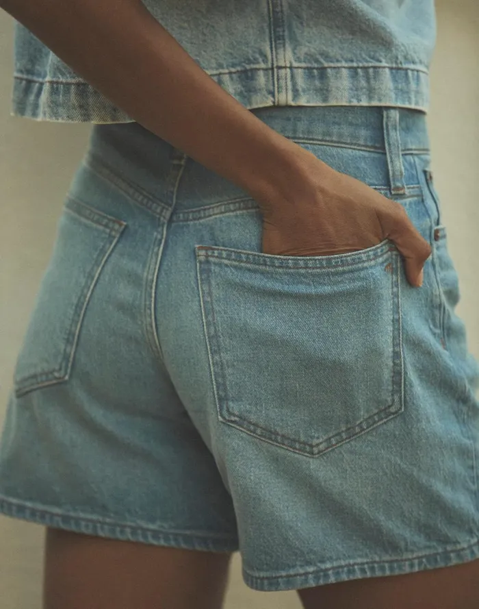Women Shorts Madewell The Perfect Vintage MidLength Jean Short In Grennan Wash
