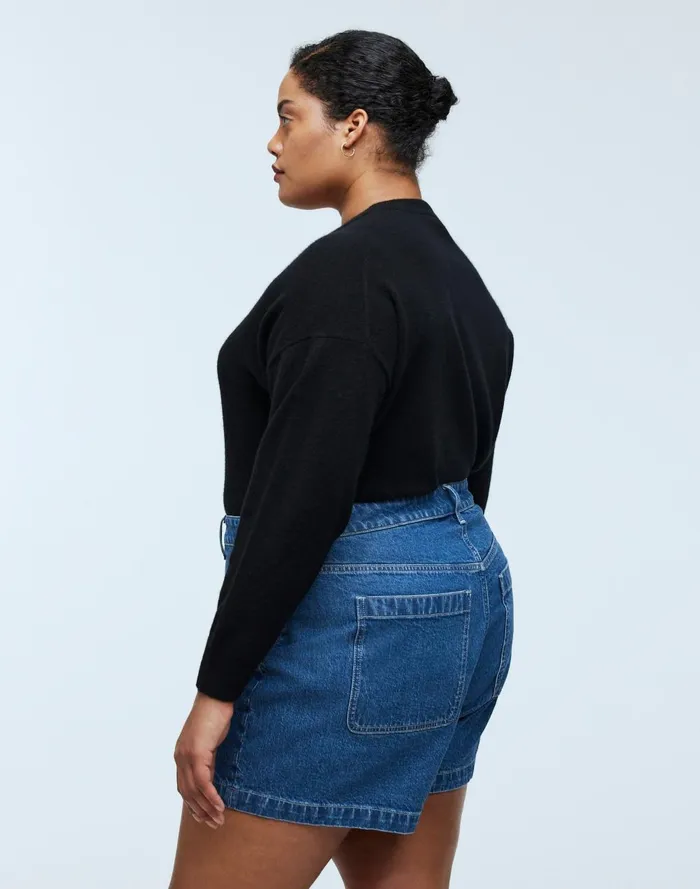 Women Shorts Madewell The Plus Curvy Denim Emmett Short Patch Pocket Edition