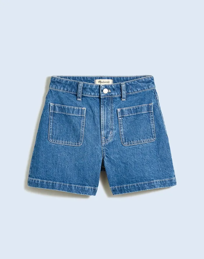Women Shorts Madewell The Plus Curvy Denim Emmett Short Patch Pocket Edition