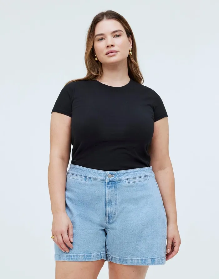 Women Shorts Madewell The Plus Denim Emmett Short In Kieran Wash Welt Pocket Edition