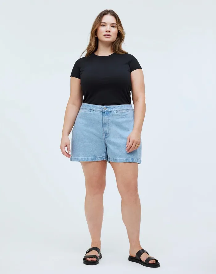 Women Shorts Madewell The Plus Denim Emmett Short In Kieran Wash Welt Pocket Edition