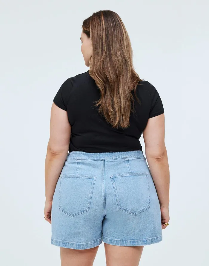 Women Shorts Madewell The Plus Denim Emmett Short In Kieran Wash Welt Pocket Edition