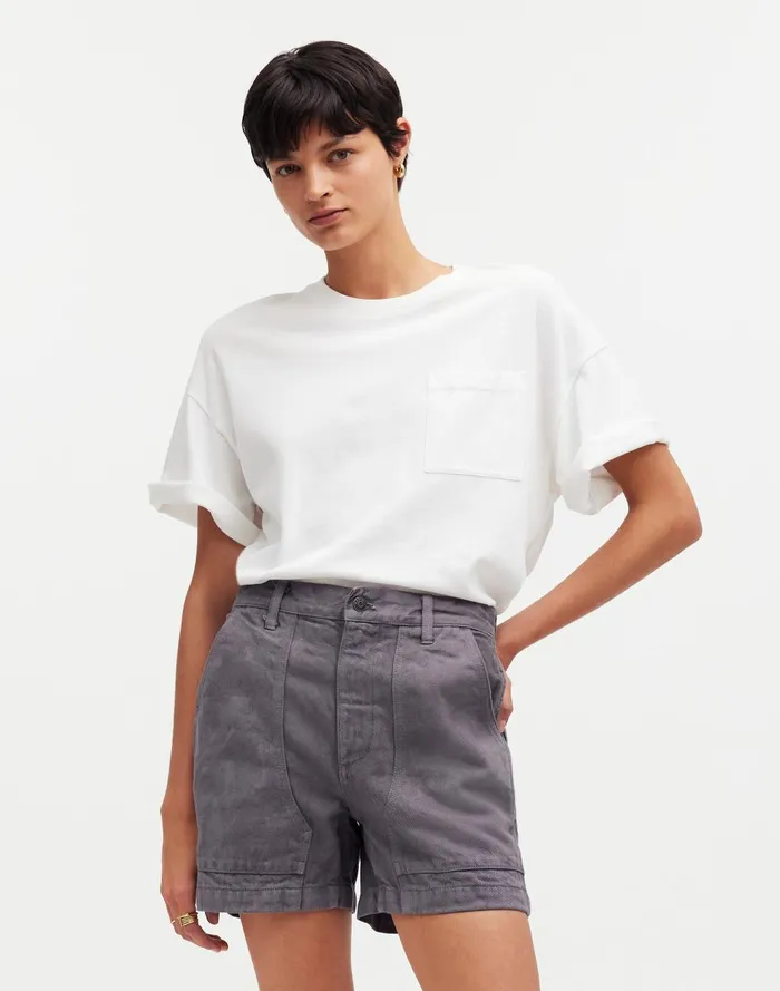 Women Shorts Madewell X MN Dye Studio Denim HighRise MidLength Workwear Shorts
