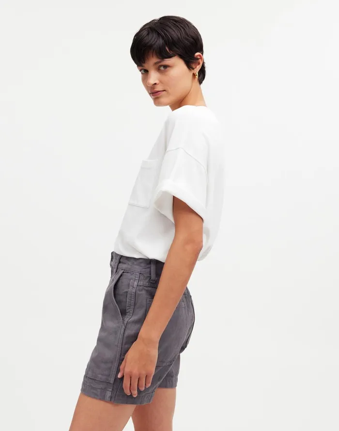 Women Shorts Madewell X MN Dye Studio Denim HighRise MidLength Workwear Shorts