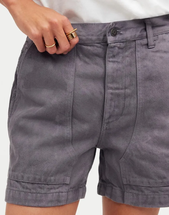 Women Shorts Madewell X MN Dye Studio Denim HighRise MidLength Workwear Shorts