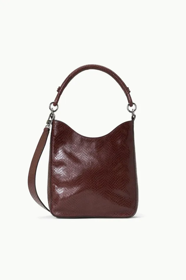 Women Shoulder STAUD STAUD MEL CROSSBODY BAG MAHOGANY SNAKE EMBOSSED