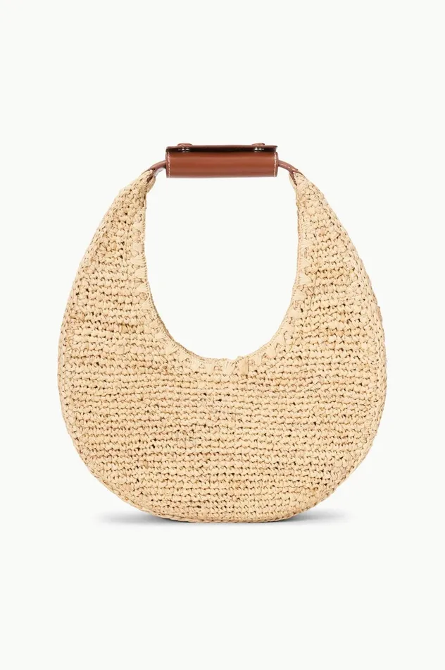 Women Shoulder STAUD STAUD MOON RAFFIA BAG NATURAL TAN
