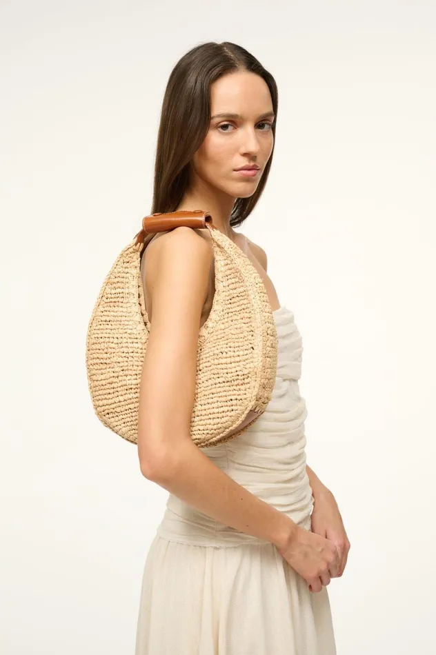 Women Shoulder STAUD STAUD MOON RAFFIA BAG NATURAL TAN Women Shoulder STAUD STAUD MOON RAFFIA BAG NATURAL TAN