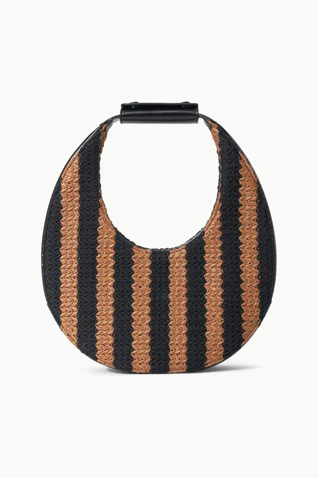 Women Shoulder STAUD STAUD MOON TOTE BAG BLACK TAN SEASHORE STRIPE