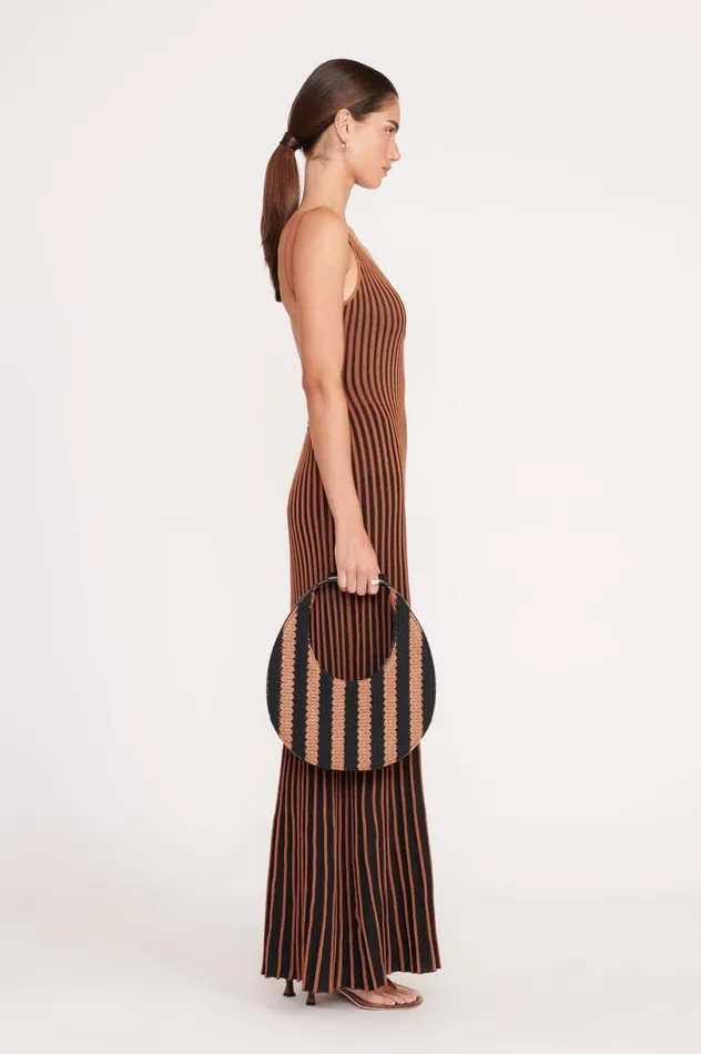 Women Shoulder STAUD STAUD MOON TOTE BAG BLACK TAN SEASHORE STRIPE Women Shoulder STAUD STAUD MOON TOTE BAG BLACK TAN SEASHORE STRIPE