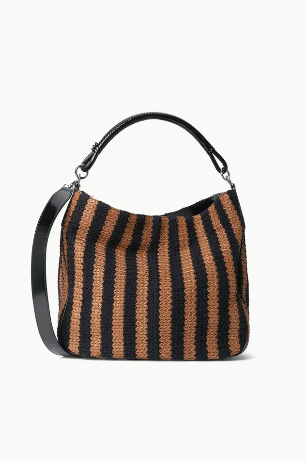 Women Shoulder STAUD STAUD PERRY HOBO BAG BLACK TAN SEASHORE STRIPE
