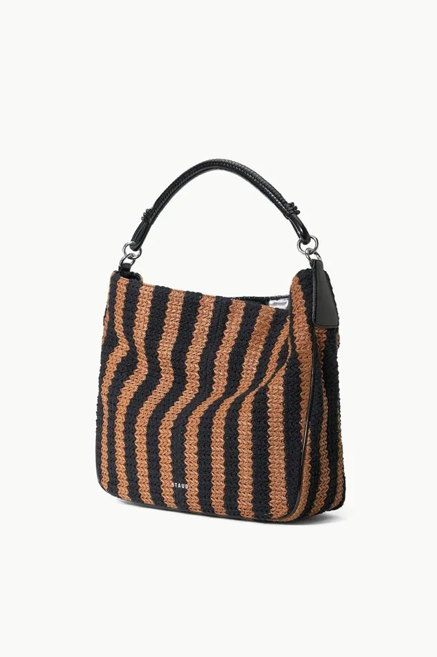 Women Shoulder STAUD STAUD PERRY HOBO BAG BLACK TAN SEASHORE STRIPE Women Shoulder STAUD STAUD PERRY HOBO BAG BLACK TAN SEASHORE STRIPE