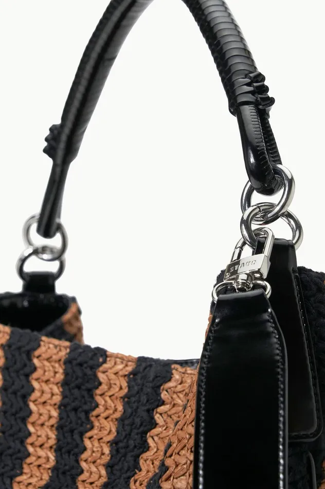 Women Shoulder STAUD STAUD PERRY HOBO BAG BLACK TAN SEASHORE STRIPE Women Shoulder STAUD STAUD PERRY HOBO BAG BLACK TAN SEASHORE STRIPE
