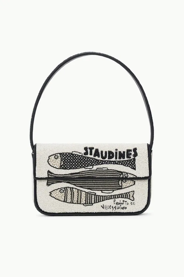 Women Shoulder STAUD STAUD TOMMY BEADED BAG STAUDINES CREAM