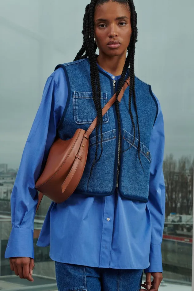 Women SIMON WAISTCOAT Washed Blue Denim Soeur Denim