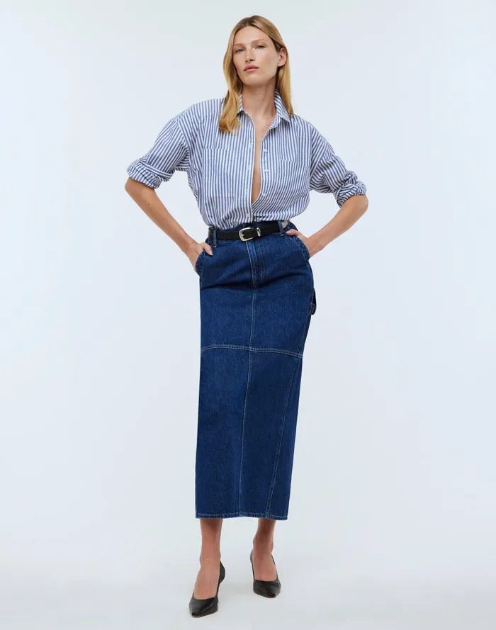 Women Skirts Madewell Denim Carpenter Maxi Skirt In Handlon Wash