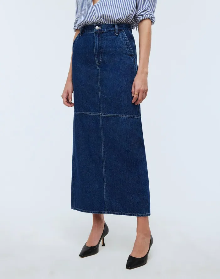 Women Skirts Madewell Denim Carpenter Maxi Skirt In Handlon Wash