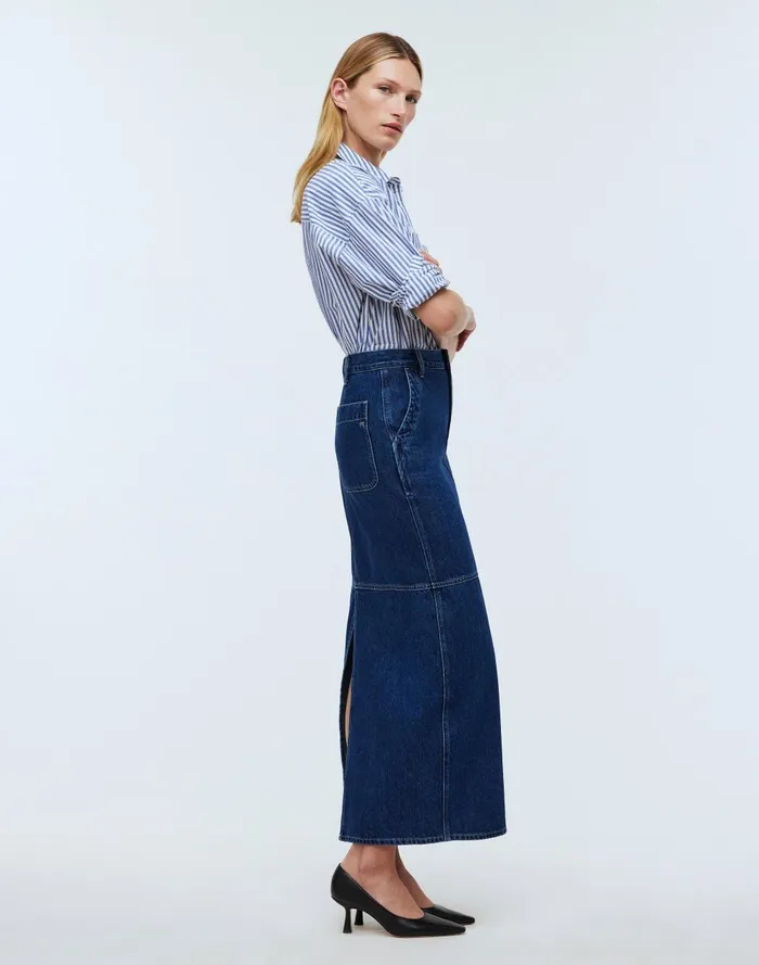 Women Skirts Madewell Denim Carpenter Maxi Skirt In Handlon Wash