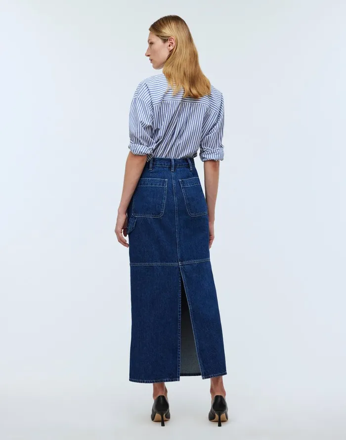 Women Skirts Madewell Denim Carpenter Maxi Skirt In Handlon Wash