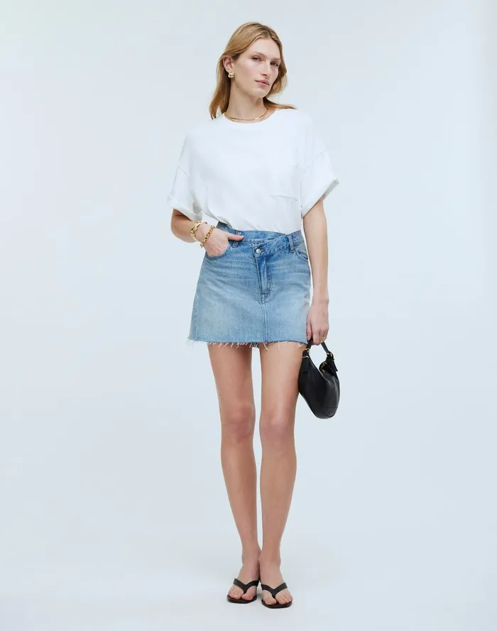 Women Skirts Madewell Denim CrossoverWaist Mini Skirt In Ladson Wash
